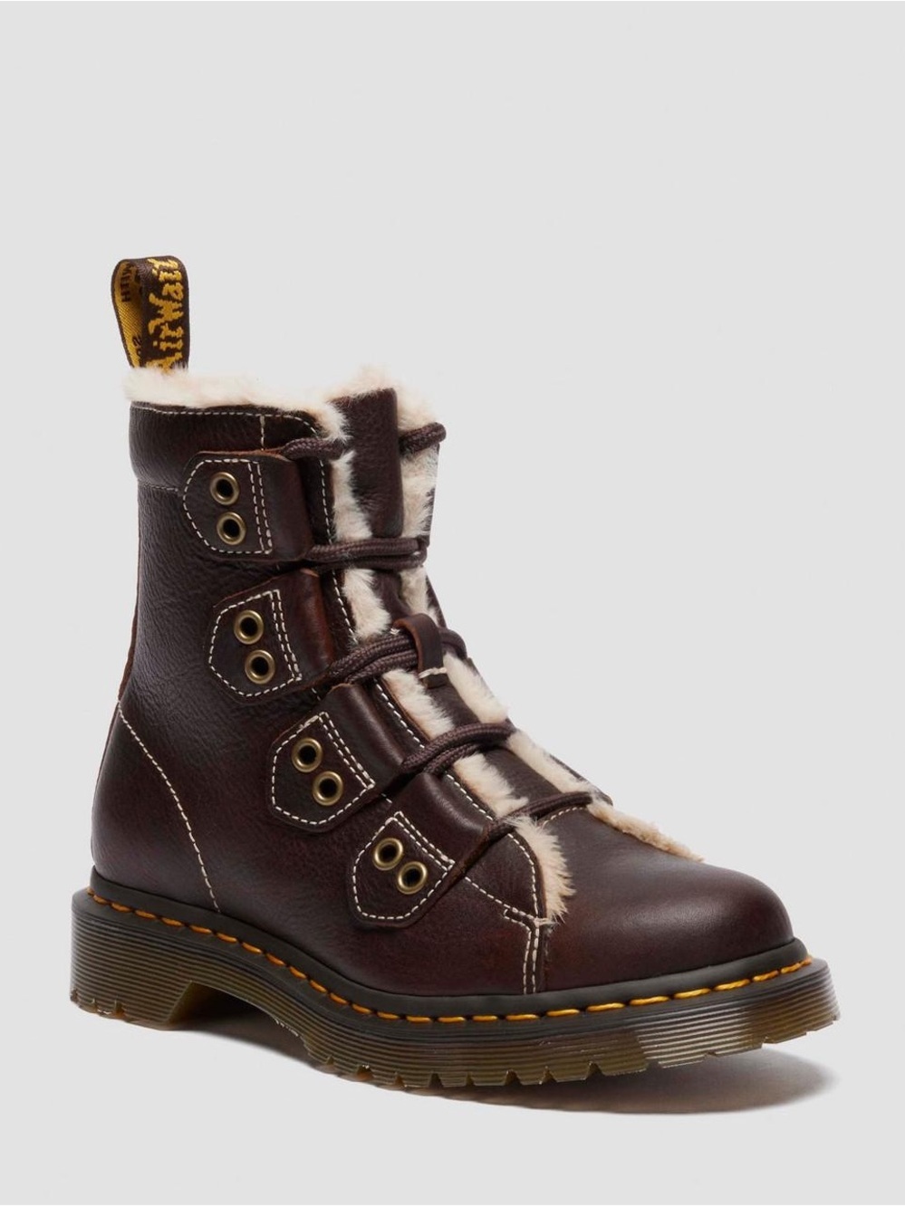 Dr. Martens 1460 FAUX FUR LINED LACE-TO-TOE LEATHER BOOTS